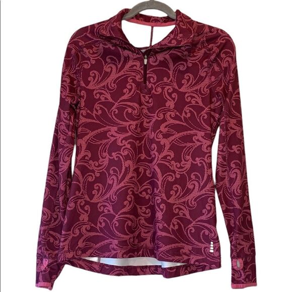 Lands’ End Long Sleeve Pull Over 1/4 Zip Maroon/Pink Stretch Small - Picture 1 of 4